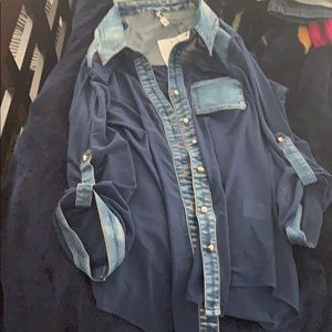 New with tags jean sheet stretchy shirt
